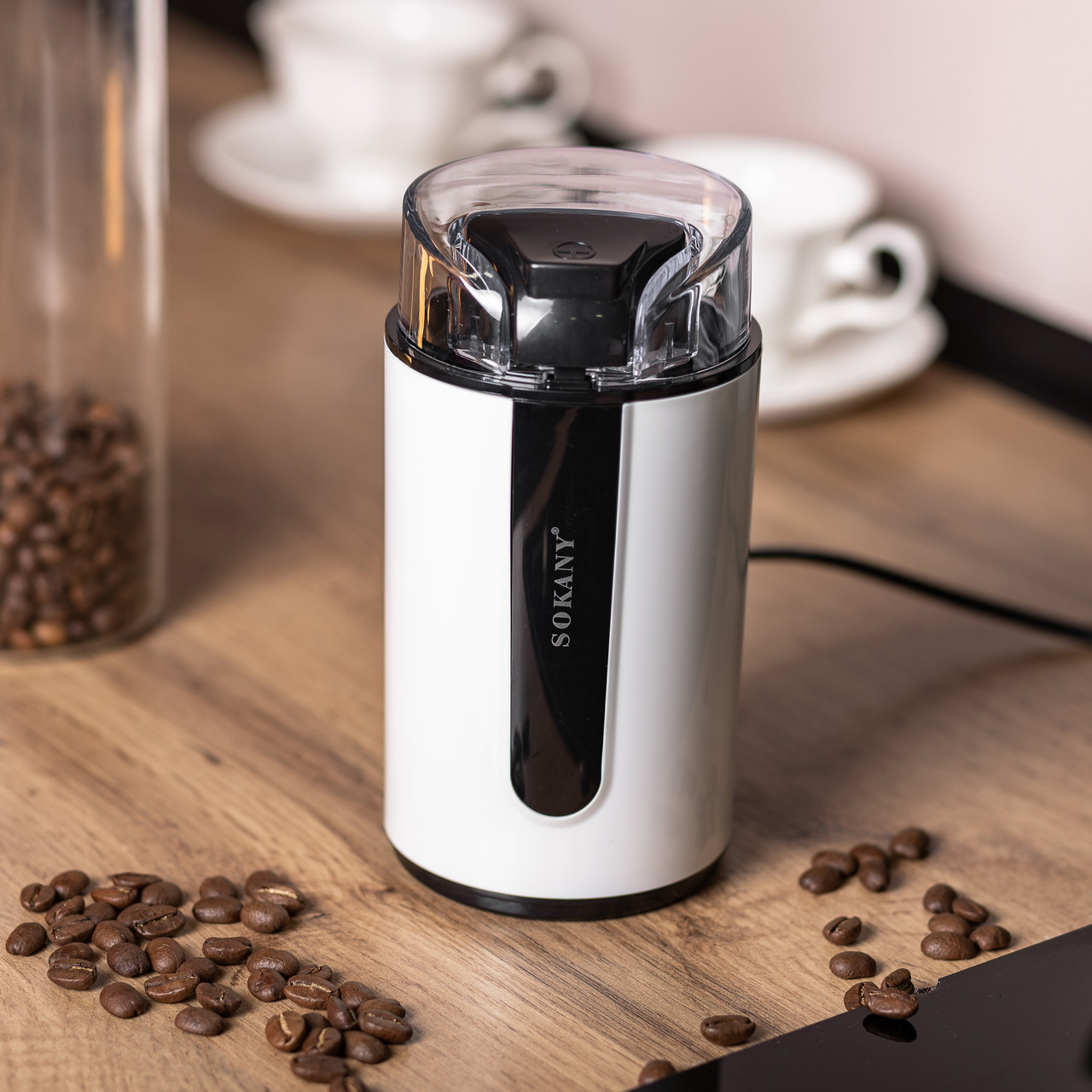 Кавомолка електрична 200 Вт автоматична 75 г для дрібного помолу Sokany