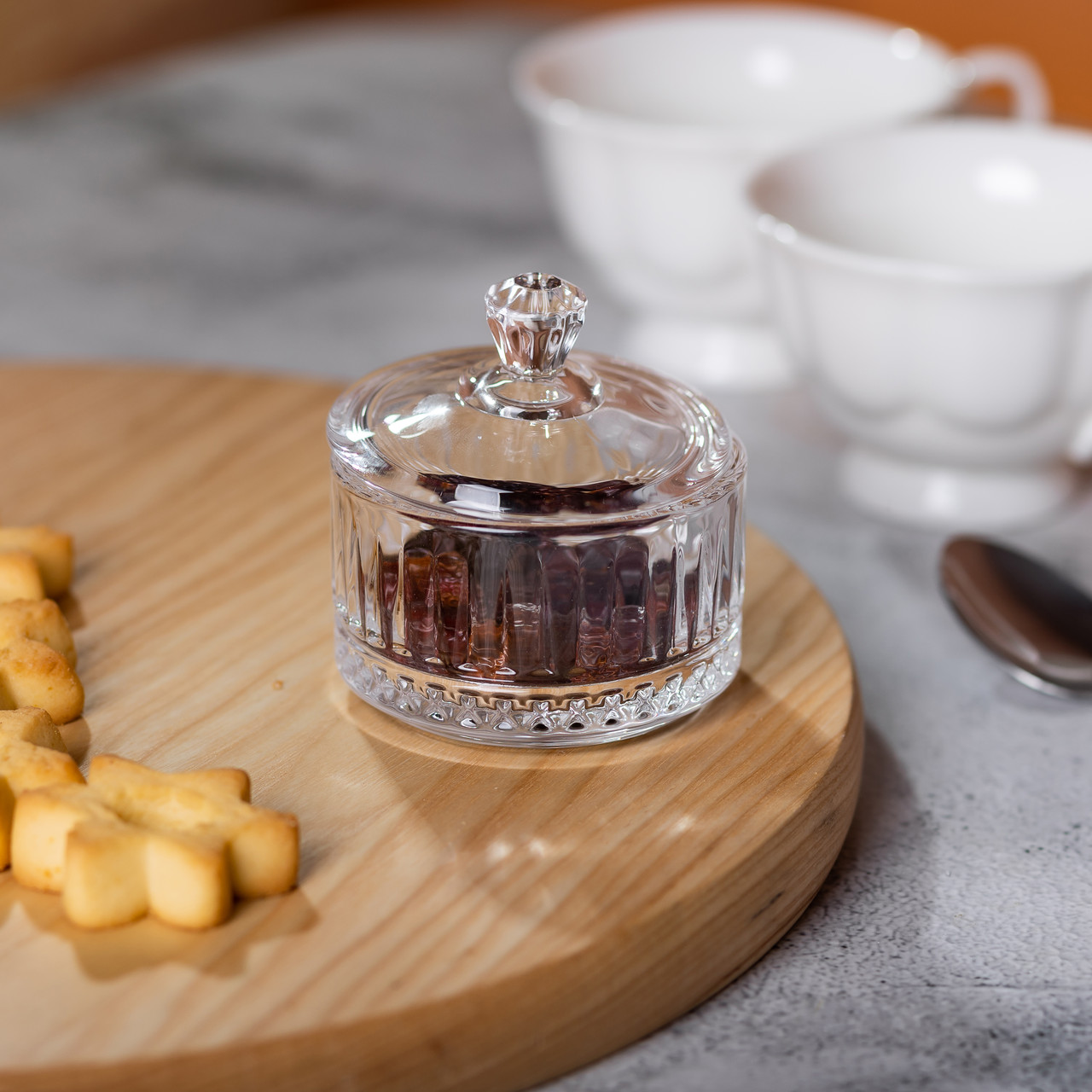 Цукерниця з кришкою Ø 6.5 см ваза цукерниця кругла скляна