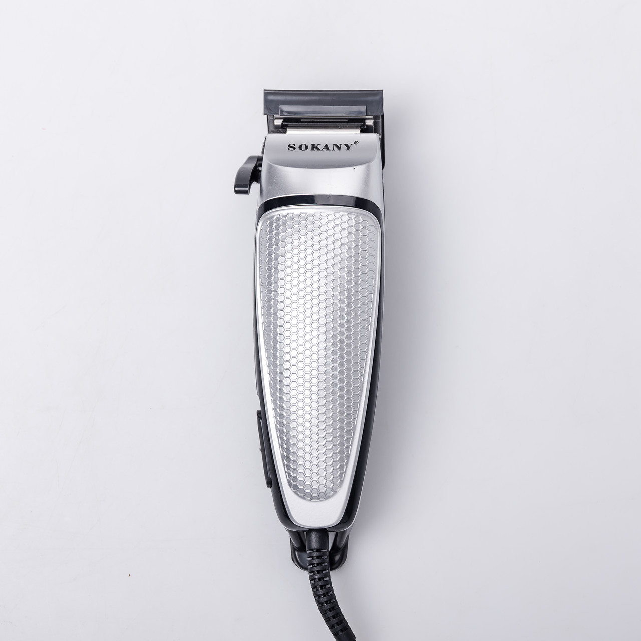 Машинка для стрижки волосся електрична 10 Вт універсальна 4 насадки Срібляста Sokany