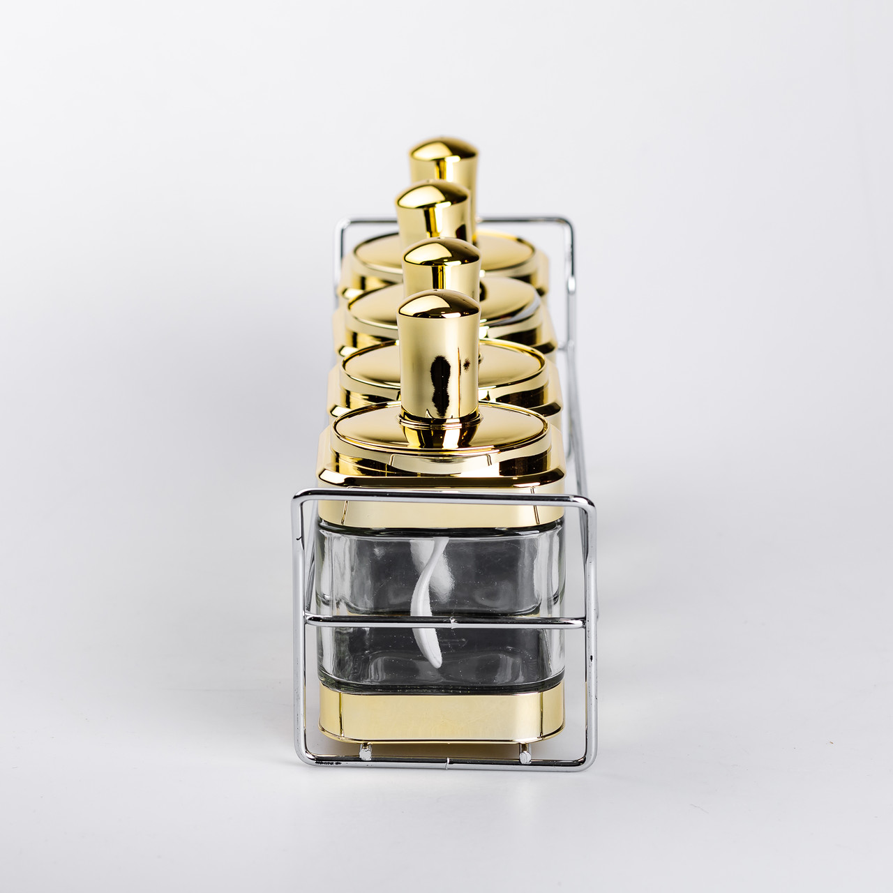 Набір банок для сипучих продуктів 4 штуки 350 мл скляні на металевій підставці