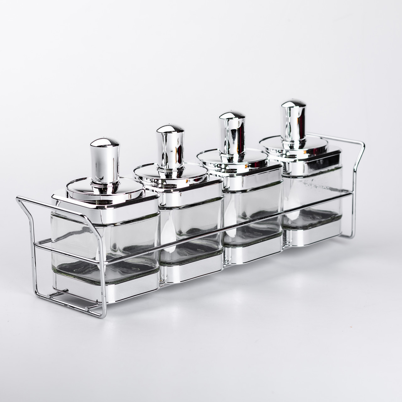 Набір банок для сипучих продуктів 4 штуки 350 мл скляні на підставці