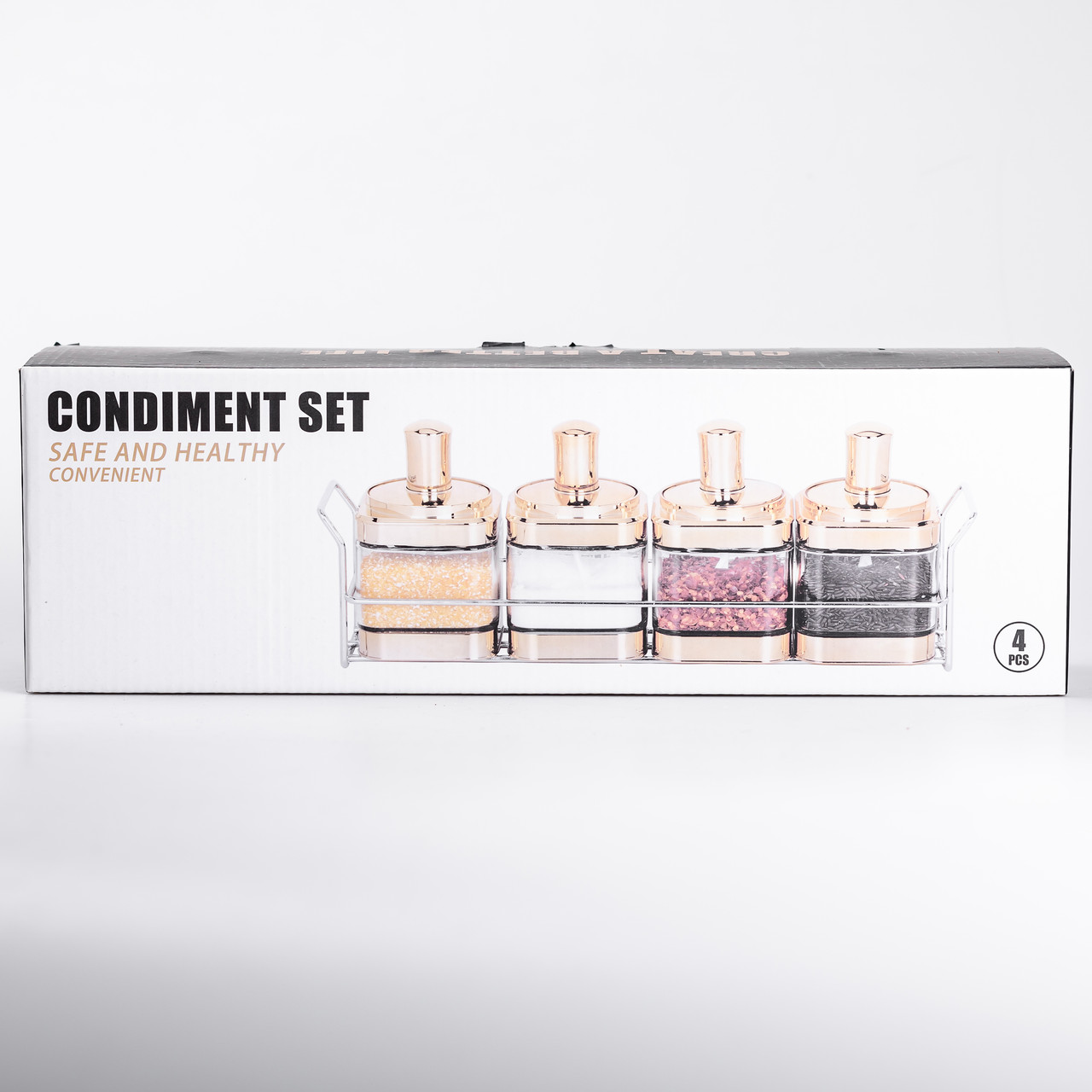 Набір банок для сипучих продуктів 4 штуки 350 мл скляні на підставці