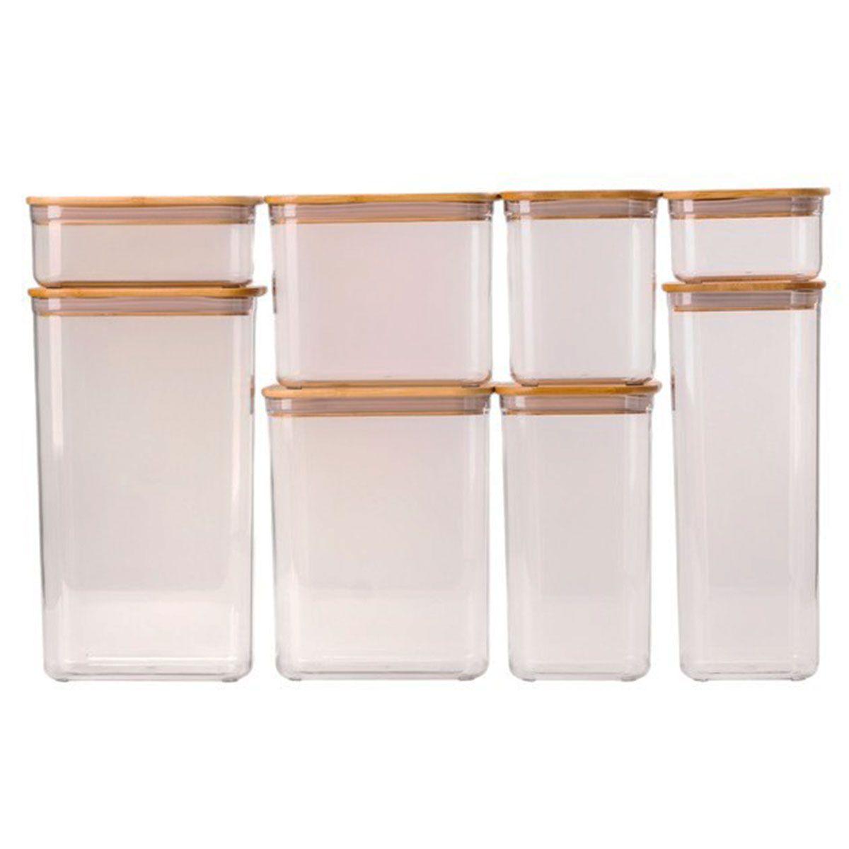 Набір банок для сипучих продуктів 8 штук ємності з бамбуковою кришкою