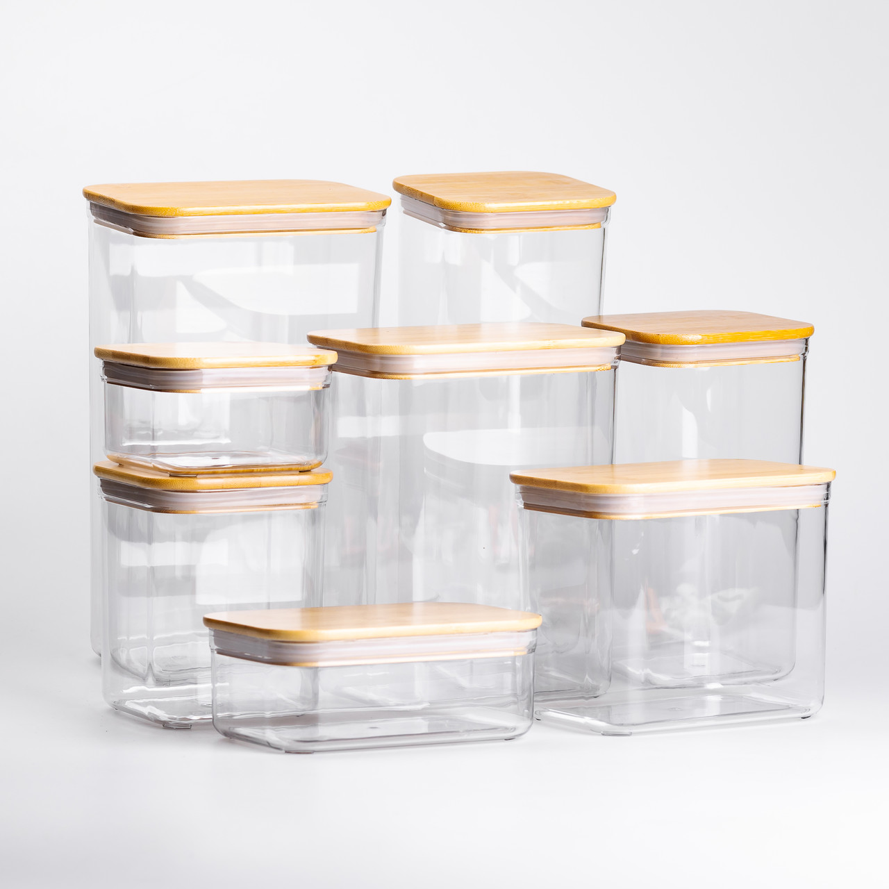Набір банок для сипучих продуктів 8 штук ємності з бамбуковою кришкою