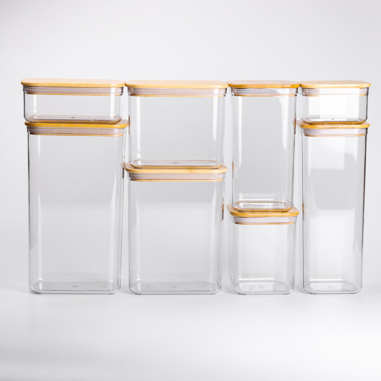 Набір банок для сипучих продуктів 8 штук ємності з бамбуковою кришкою