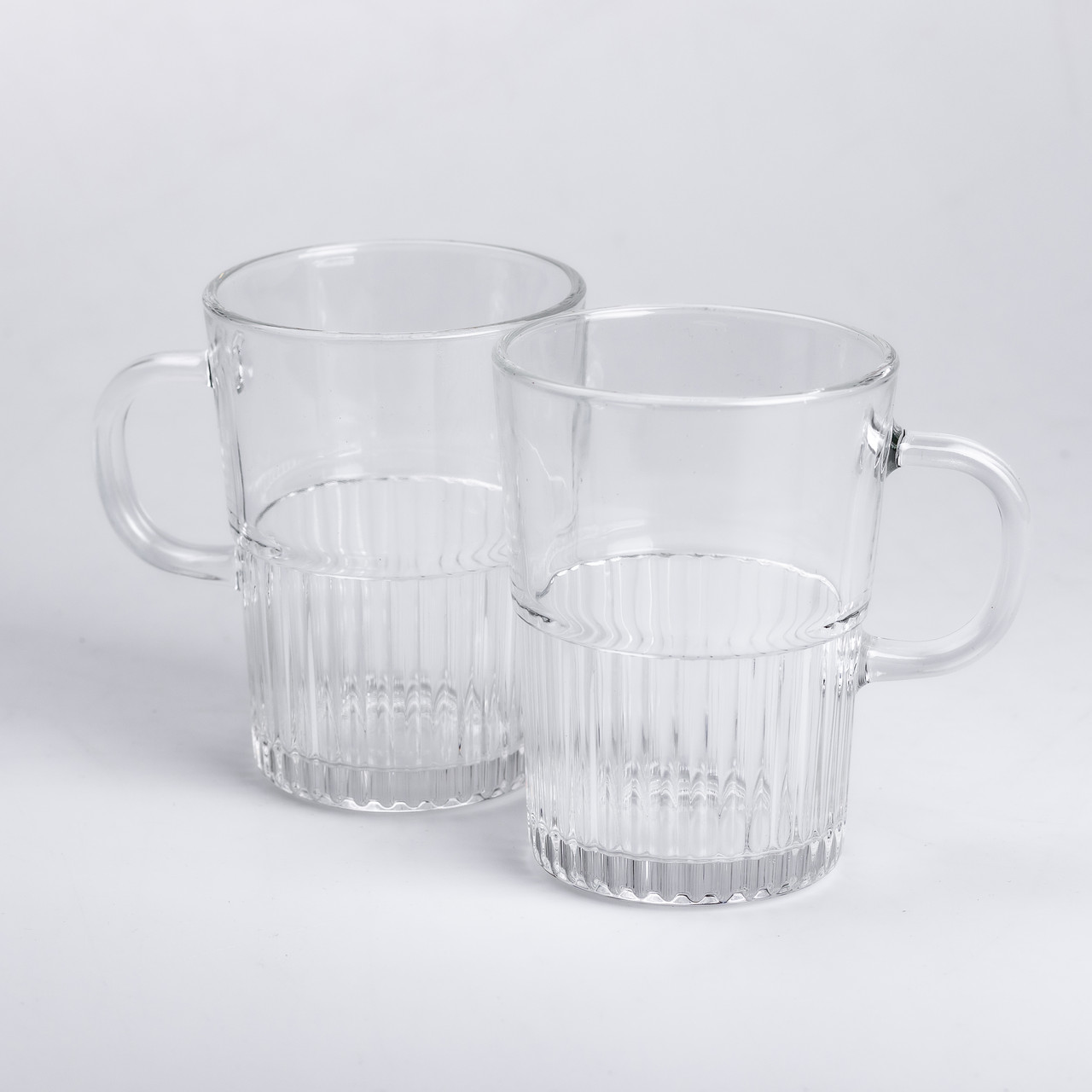 Набір чашок скляних 2 шт. для чаю, кави 500 мл прозорі