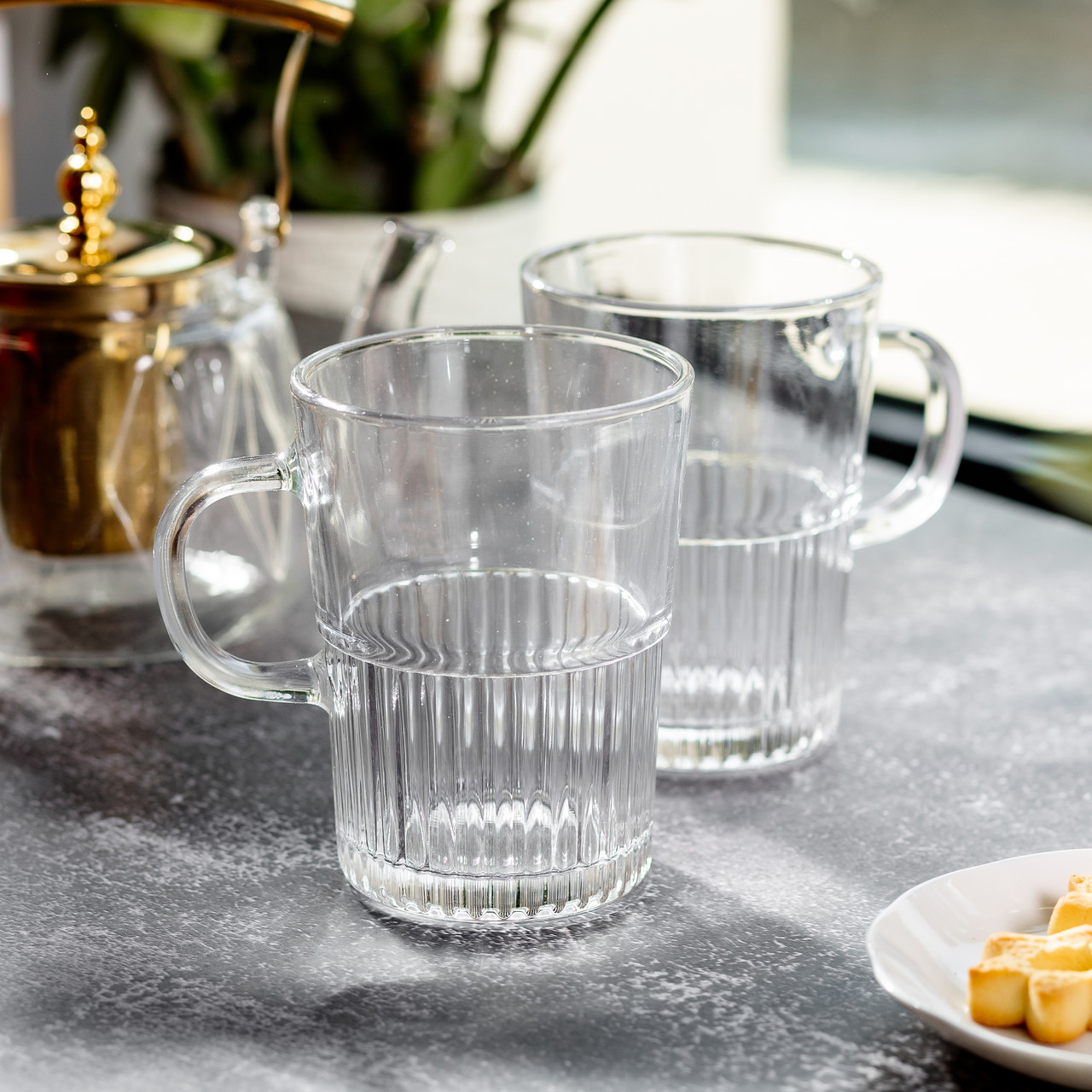 Набір чашок скляних 2 шт. для чаю, кави 500 мл прозорі