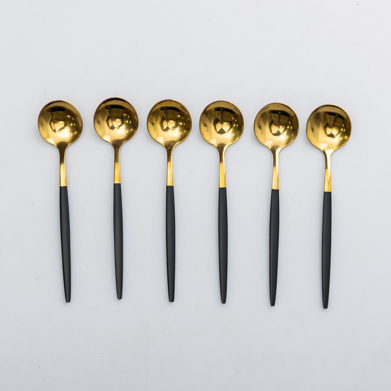 Набір чайних ложок 6 штук чайні ложки з нержавіючої сталі 12.9 см Чорний з золотом