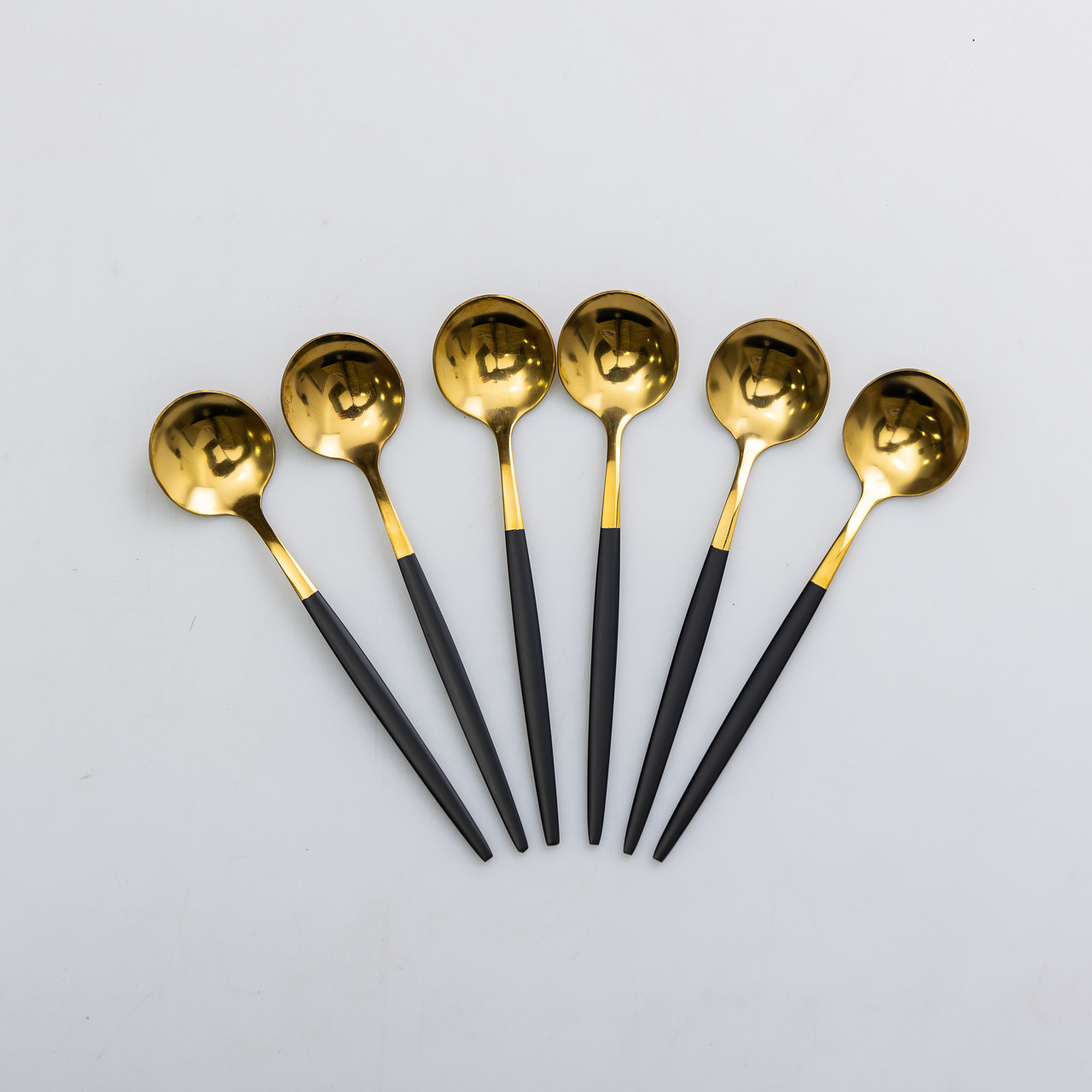 Набір чайних ложок 6 штук чайні ложки з нержавіючої сталі 12.9 см Чорний з золотом