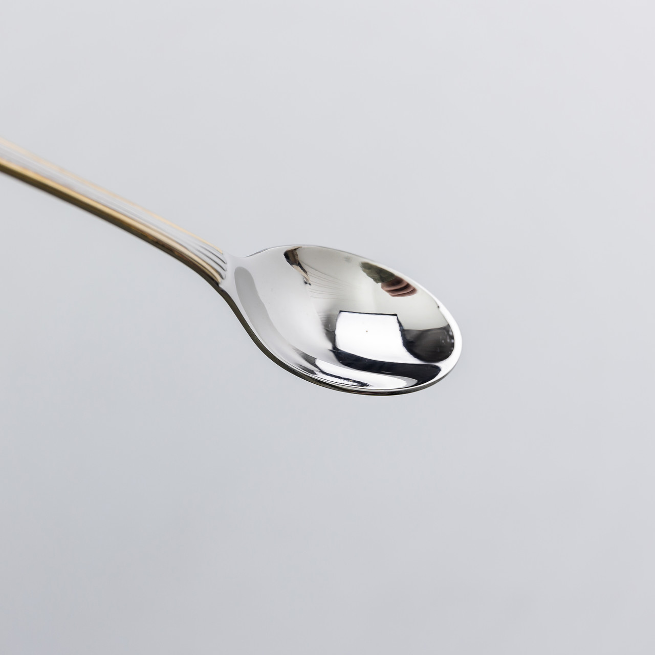 Набір чайних ложок 6 штук ложки для чаю з нержавіючої сталі 15.3 см Срібло із золотим обрамленням