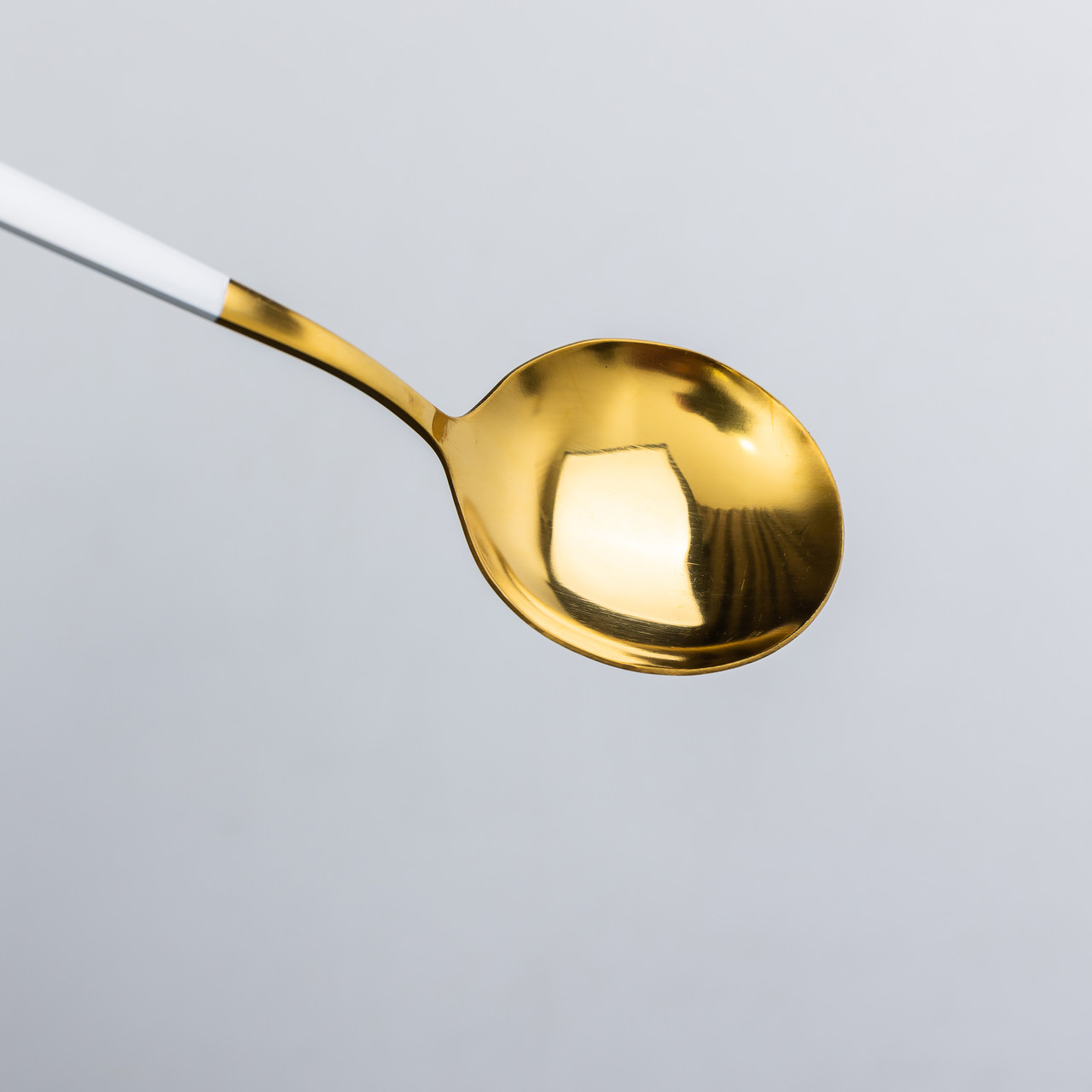 Набір чайних ложок 6 штук ложка чайна з нержавіючої сталі 12.9 см Білий із золотом