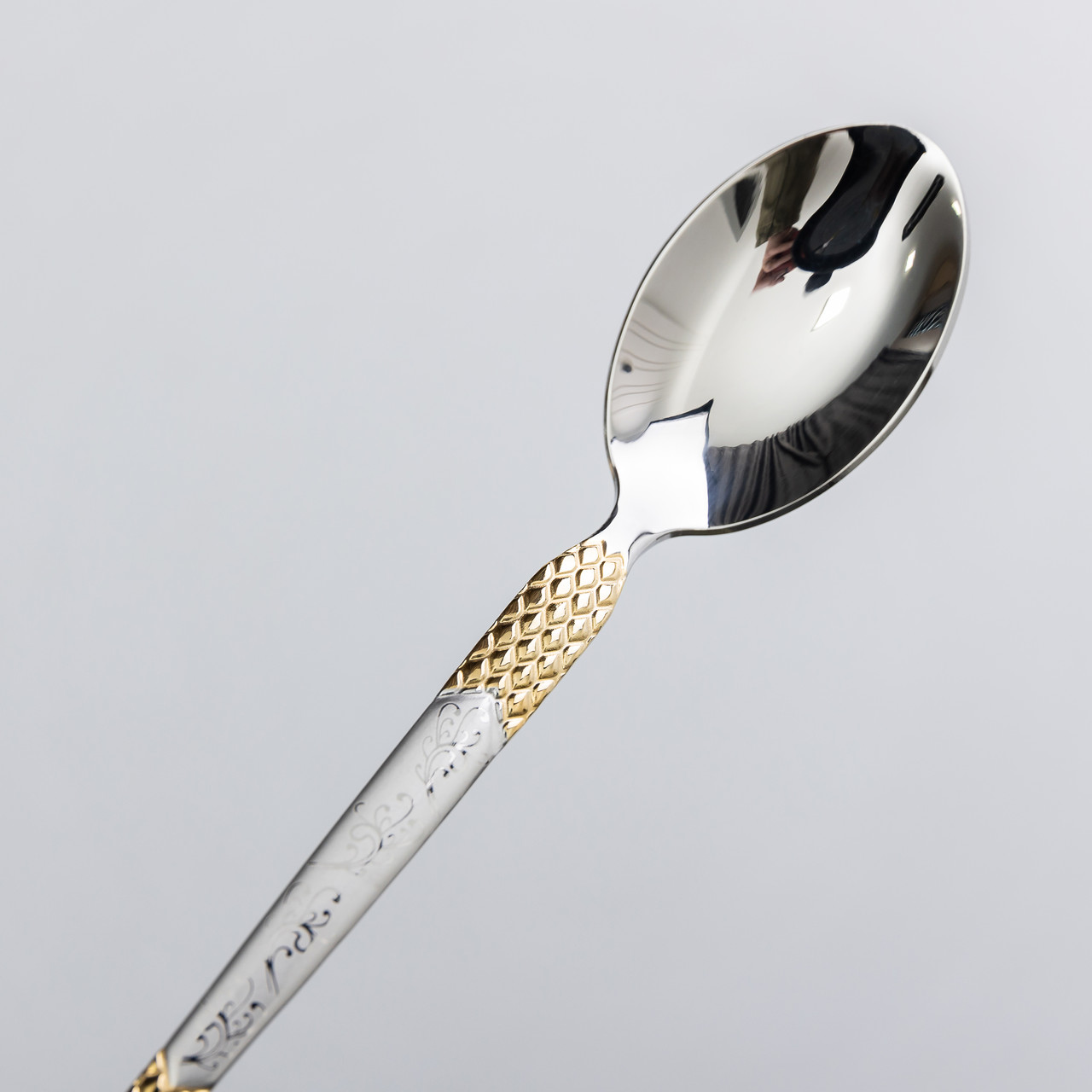 Набір чайних ложок 6 штук ложки для чаю з нержавіючої сталі 15 см Срібло з золотом