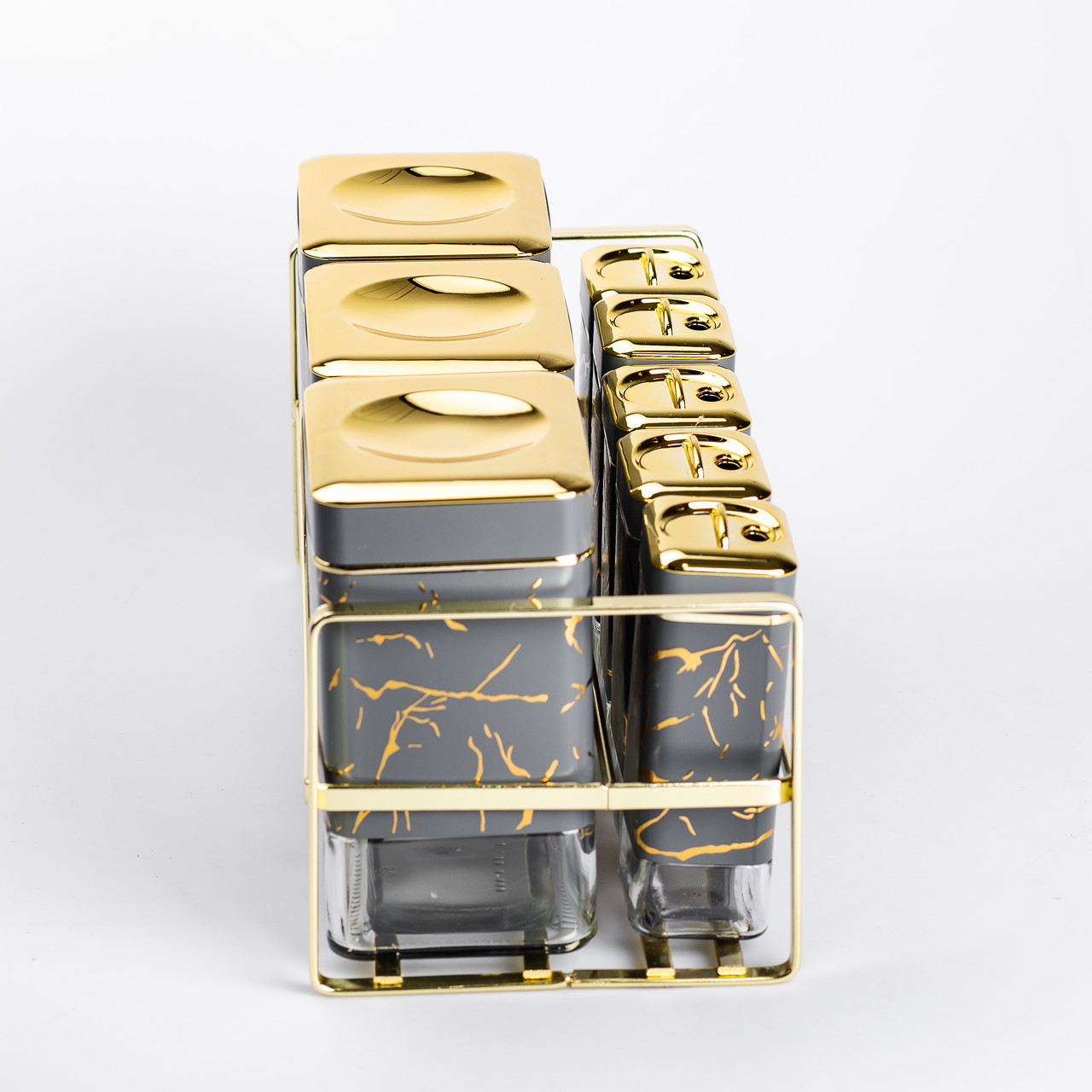 Набір для приправ та спецій на підставці 8 штук з кришками Сірий