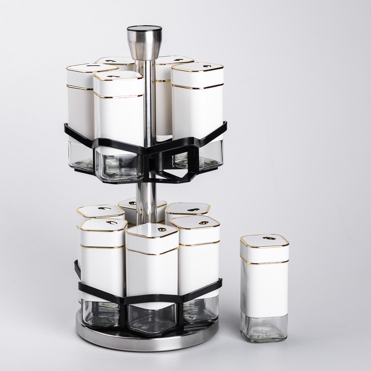 Набір для спецій на підставці 12 шт. 120 мл карусель для спецій Білий