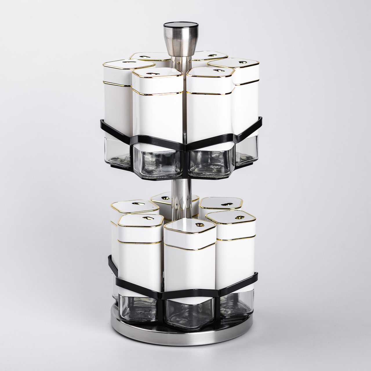 Набір для спецій на підставці 12 шт. 120 мл карусель для спецій Білий