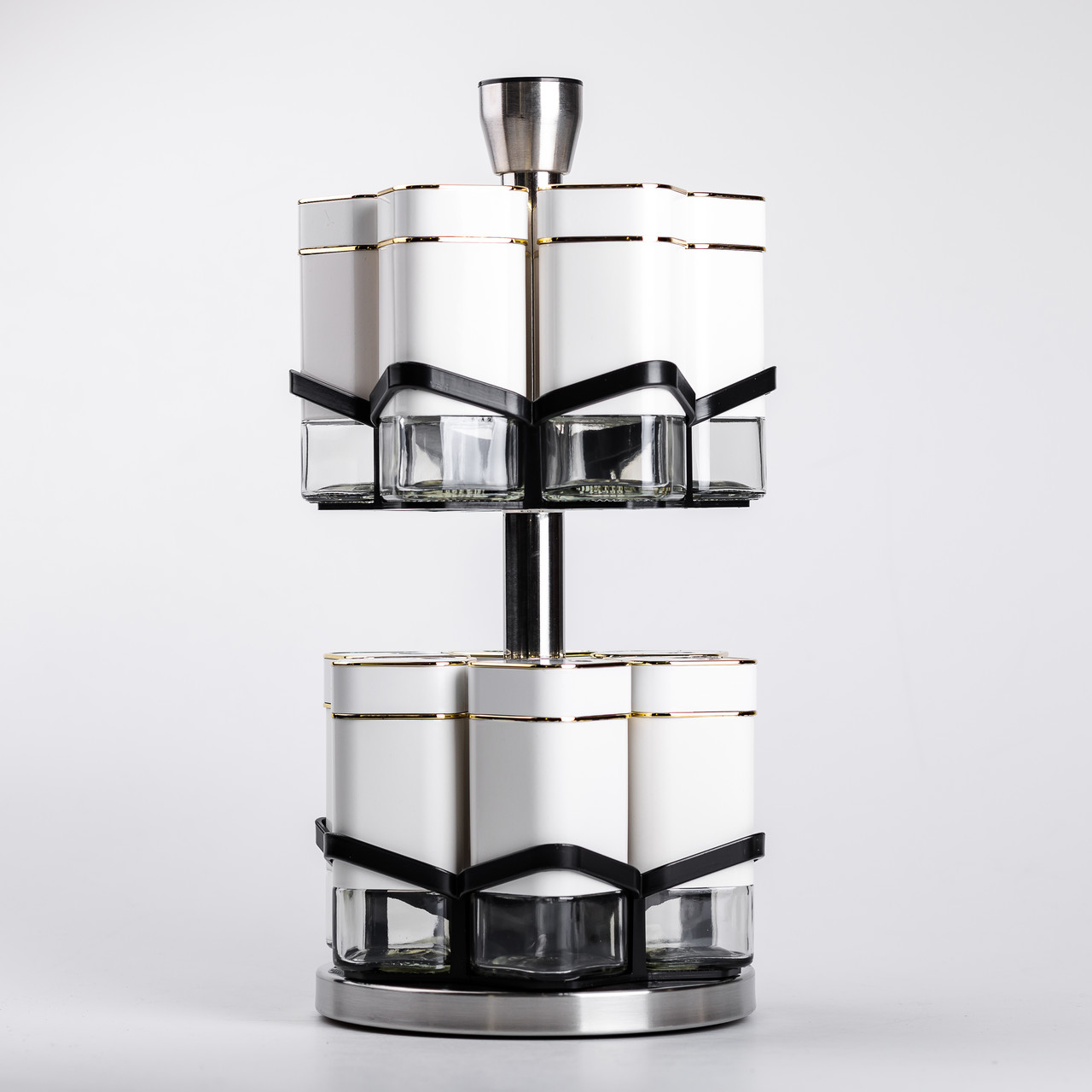 Набір для спецій на підставці 12 шт. 120 мл карусель для спецій Білий