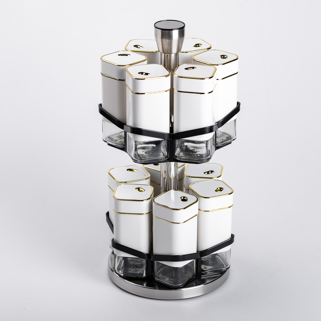 Набір для спецій на підставці 12 шт. 120 мл карусель для спецій Білий