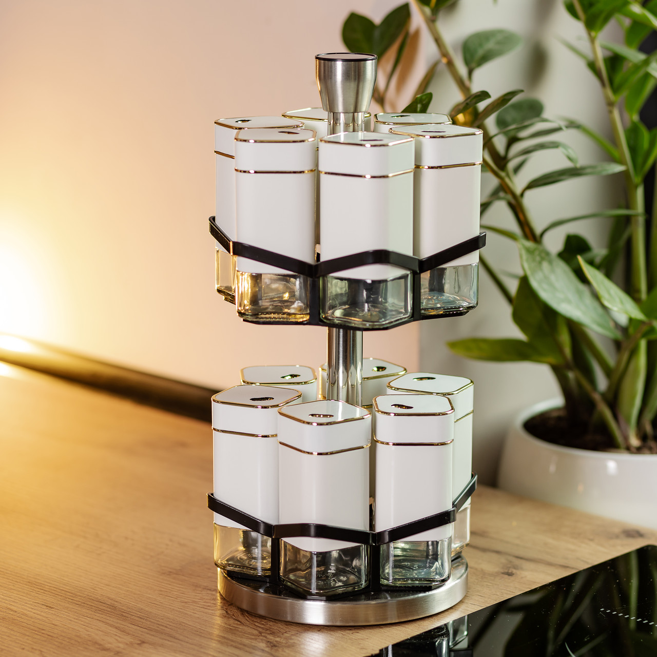 Набір для спецій на підставці 12 шт. 120 мл карусель для спецій Білий