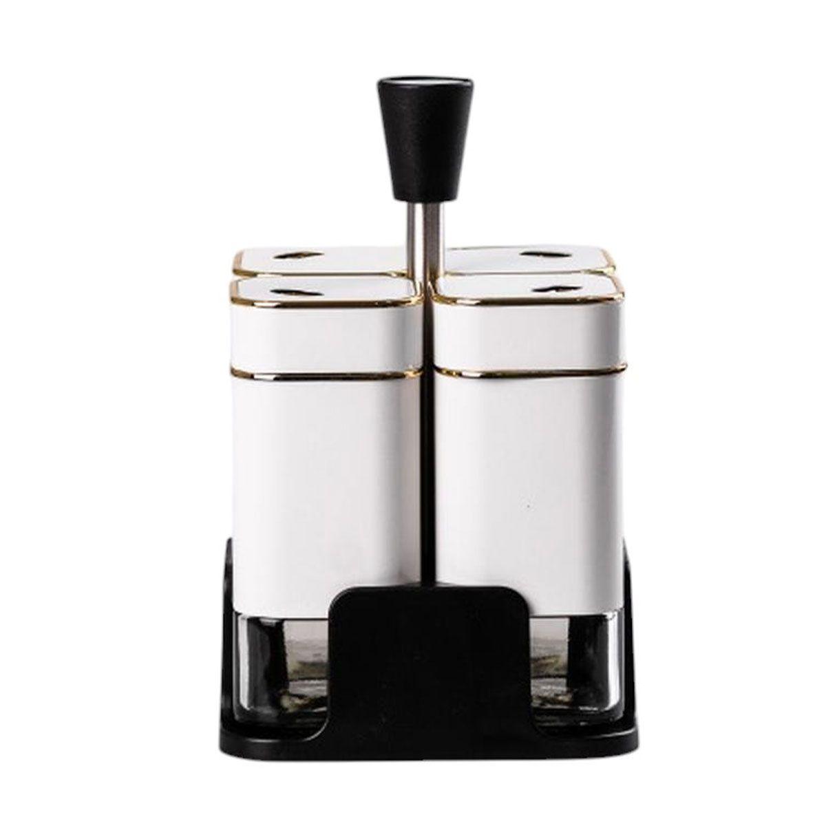 Набір для спецій на підставці 4 предмети 10х10х17 см ємності для приправ 120 мл Білий