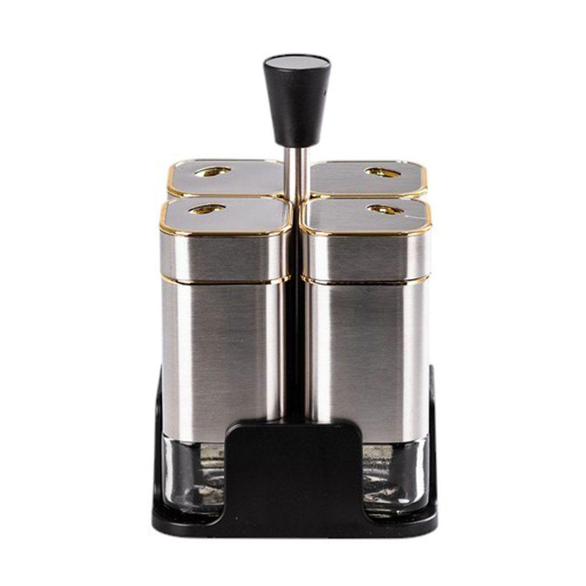 Набір ємностей для спецій 4 шт на підставці 120 мл Хром