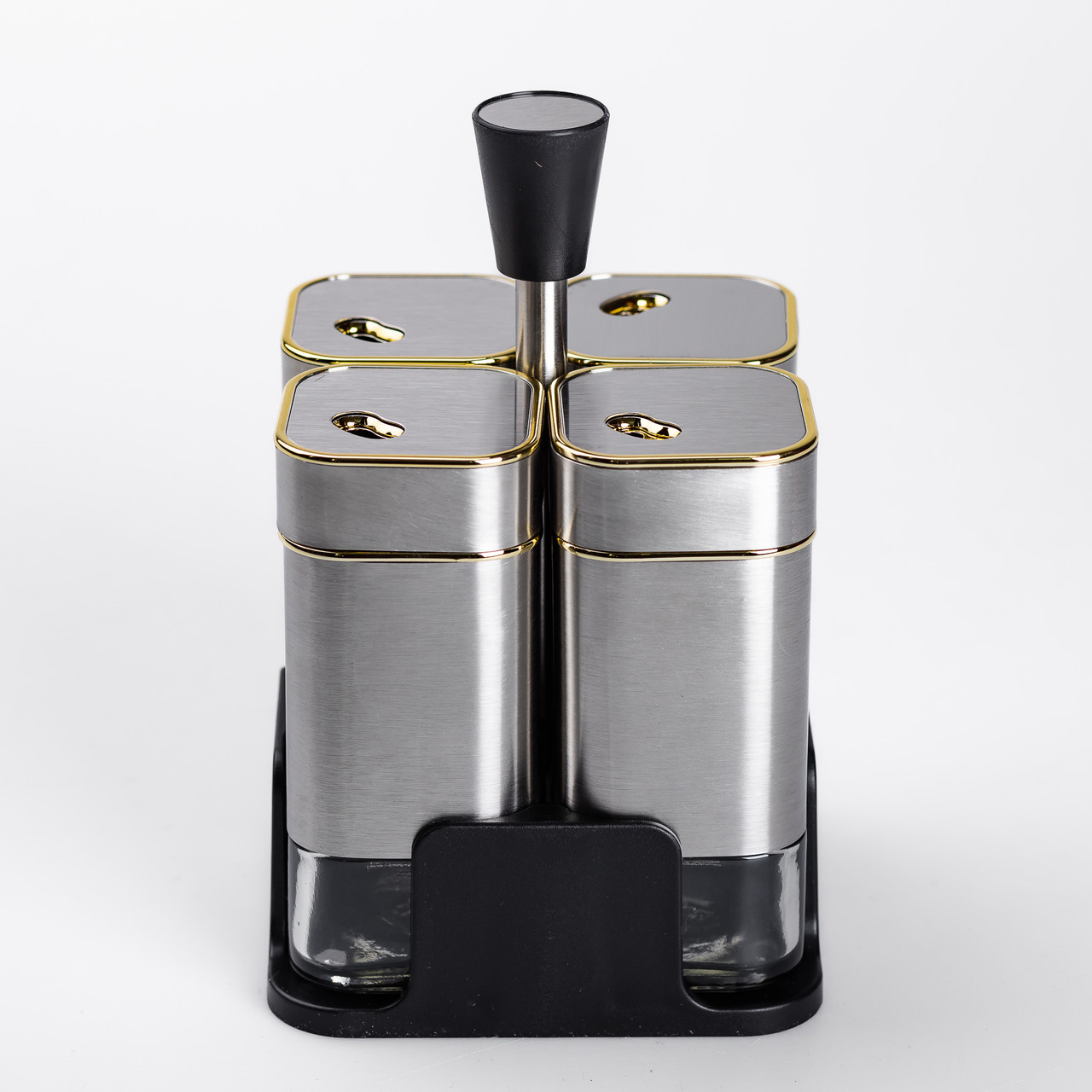 Набір ємностей для спецій 4 шт на підставці 120 мл Хром