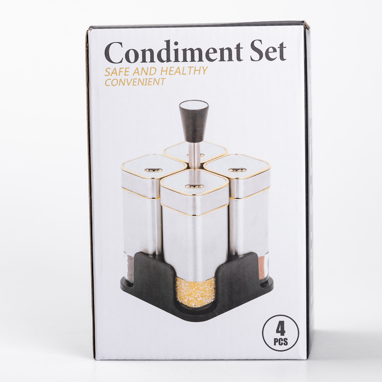 Набір ємностей для спецій 4 шт на підставці 120 мл Хром