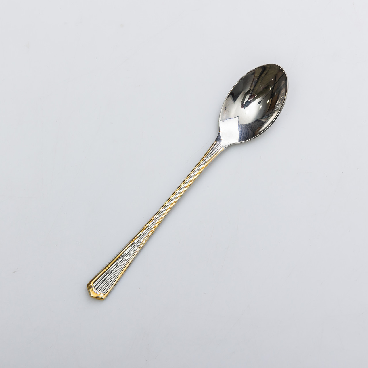 Набір кавових ложок 6 штук з нержавіючої сталі ложки для кави 12.3 см Срібло із золотим обрамленням