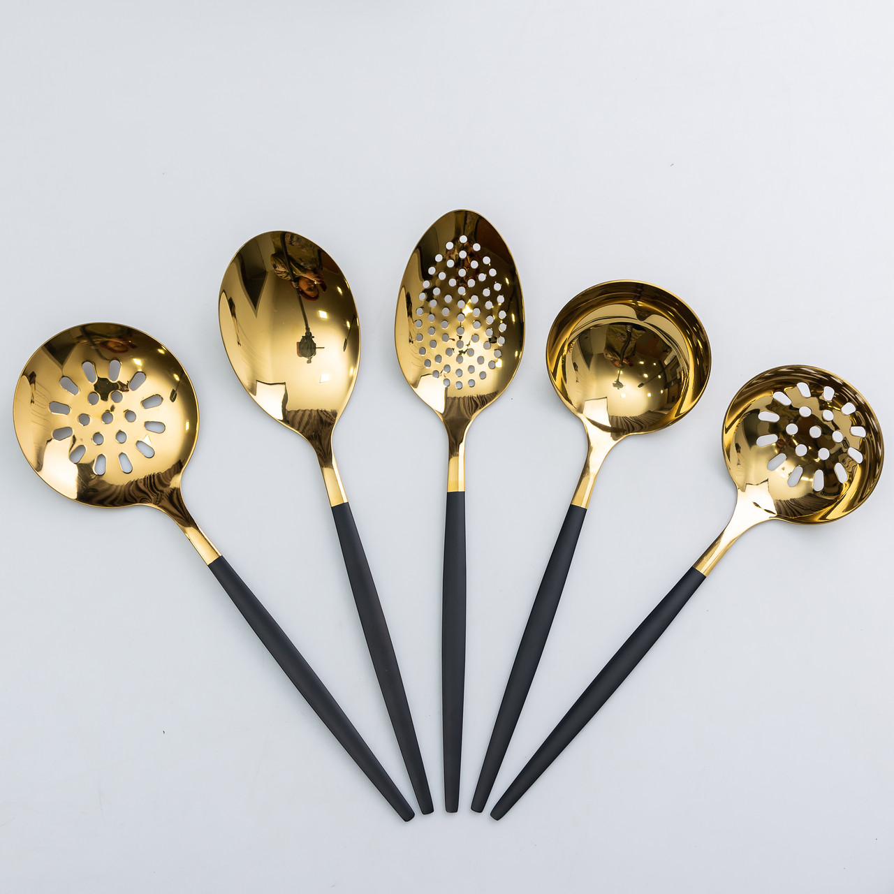 Набір кухонного приладдя 12 предметів столові прилади з нержавіючої сталі Золото з чорним