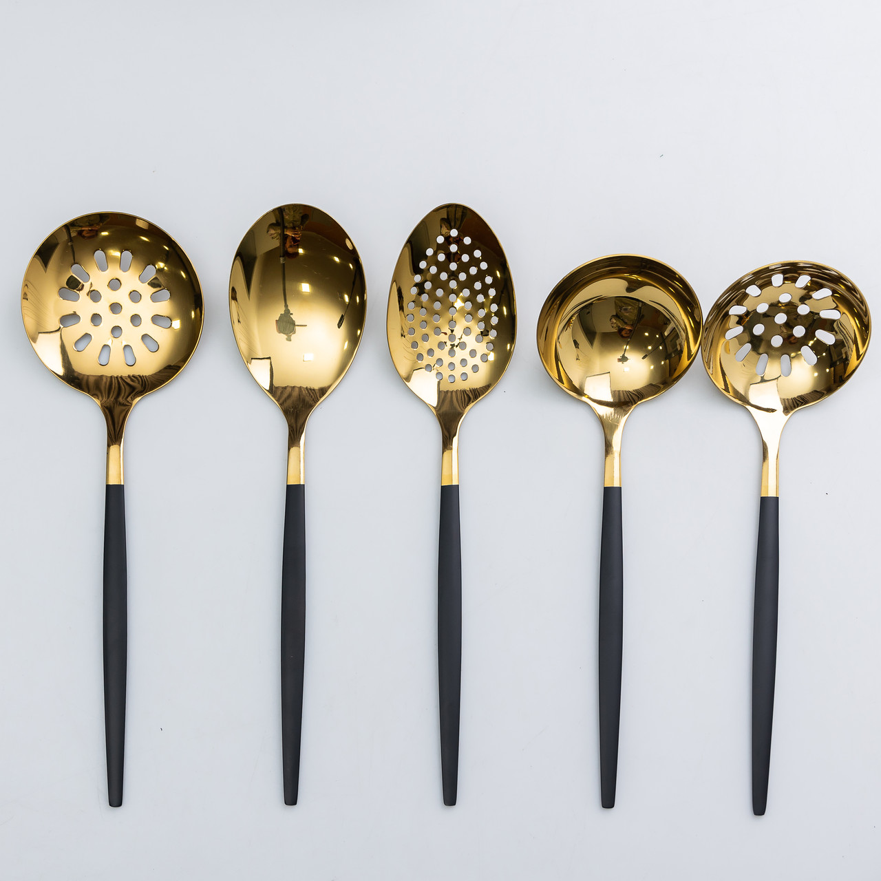 Набір кухонного приладдя 12 предметів столові прилади з нержавіючої сталі Золото з чорним