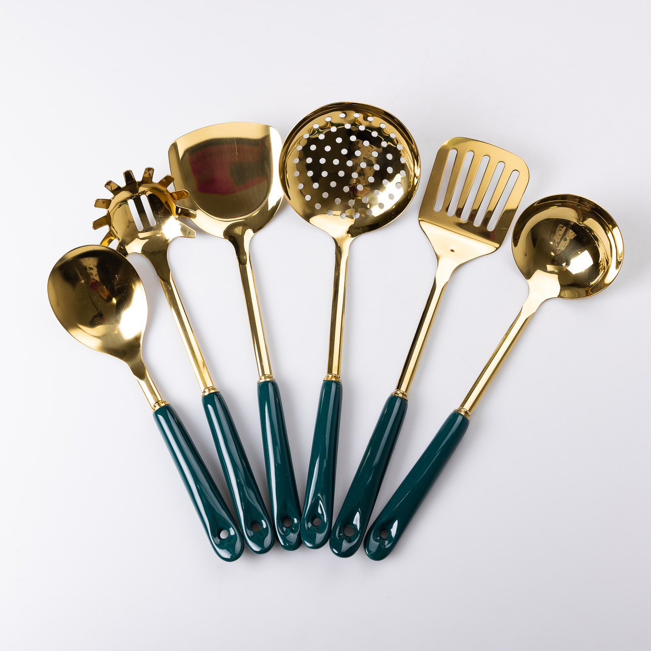 Набір кухонного приладдя на підставці 7 предметів кухонні аксесуари на підставці Смарагдовий