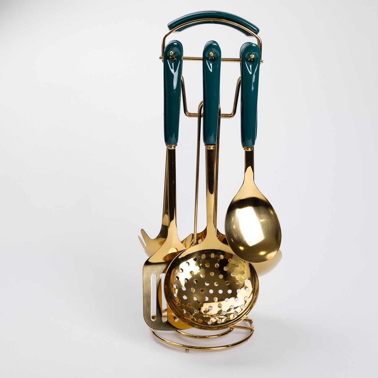 Набір кухонного приладдя на підставці 7 предметів кухонні аксесуари на підставці Смарагдовий