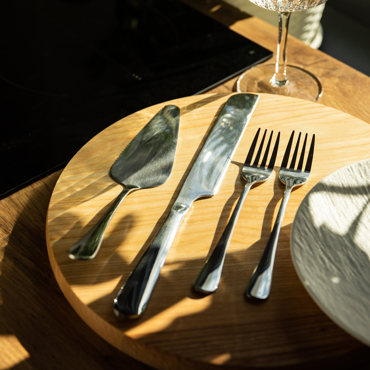 Набір приладів для подачі торта 4 предмети з нержавіючої сталі Сріблястий