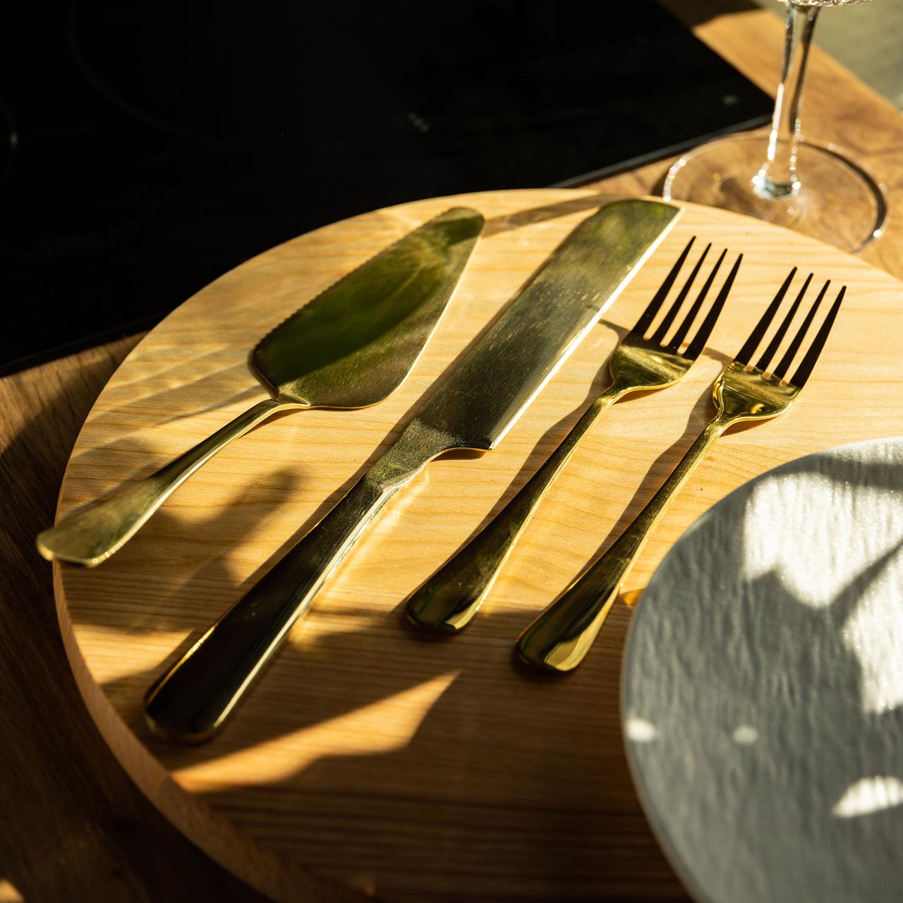 Набір приладів для подачі торта 4 предмети з нержавіючої сталі Золотистий