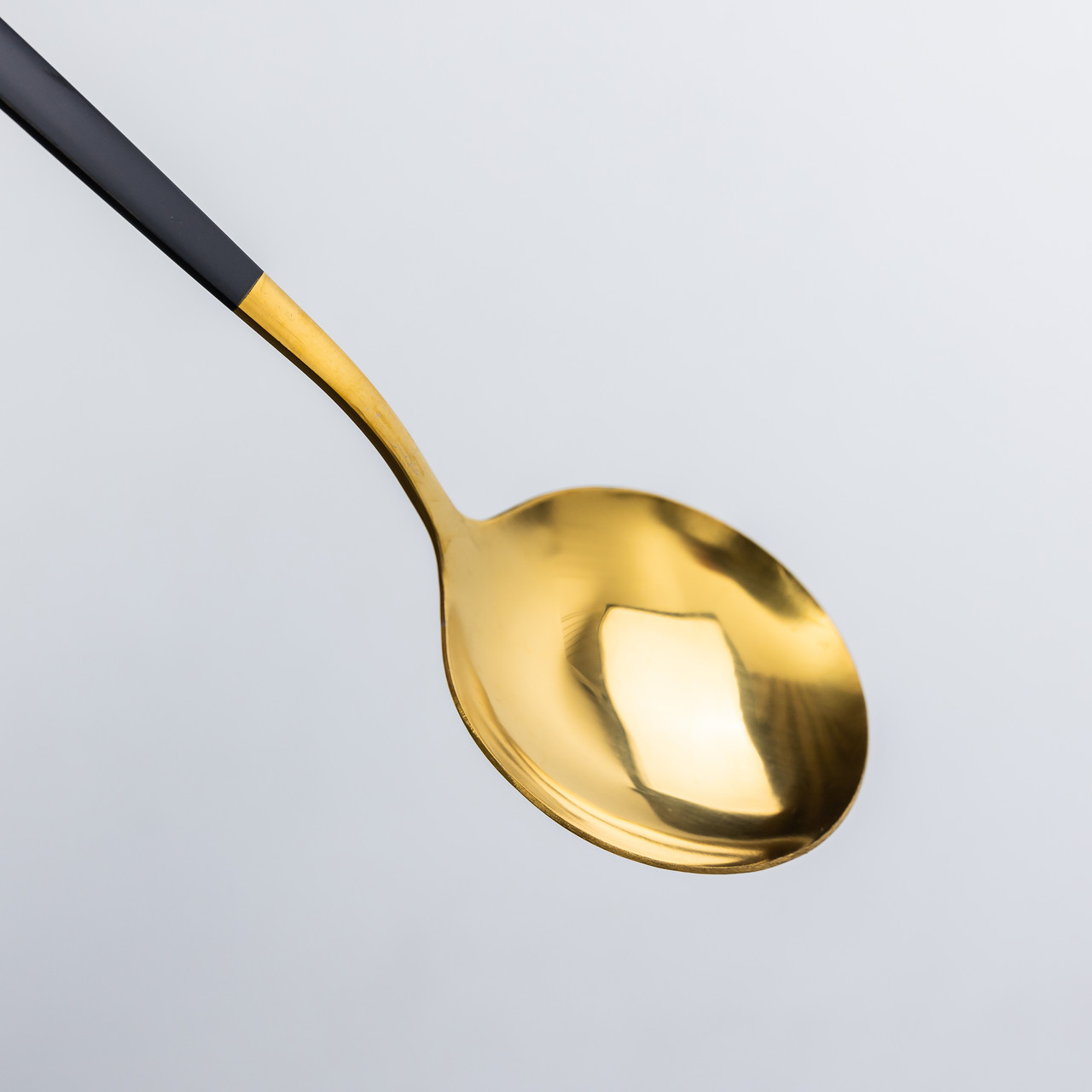 Набір столових ложок 6 штук ложки столові з нержавійки 21 см Чорний з золотом