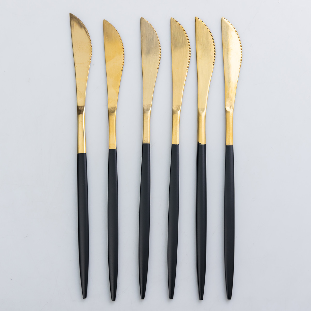 Набір столових ножів 6 штук ножі сервірувальні столові 22.5 см Чорний із золотом