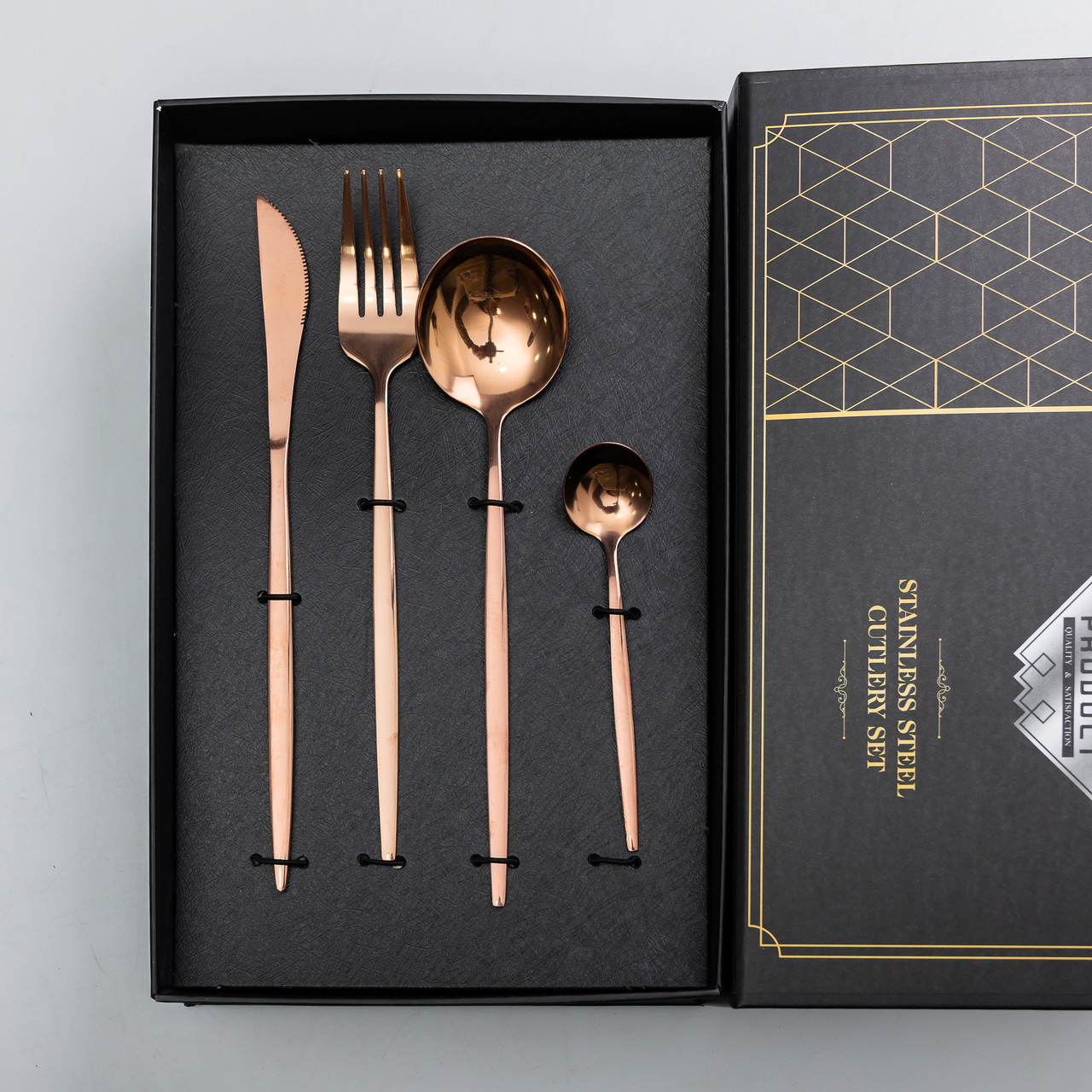 Набір столових приборів 24 предмети набір ложок виделок і ножів на 6 персон Бронзовий