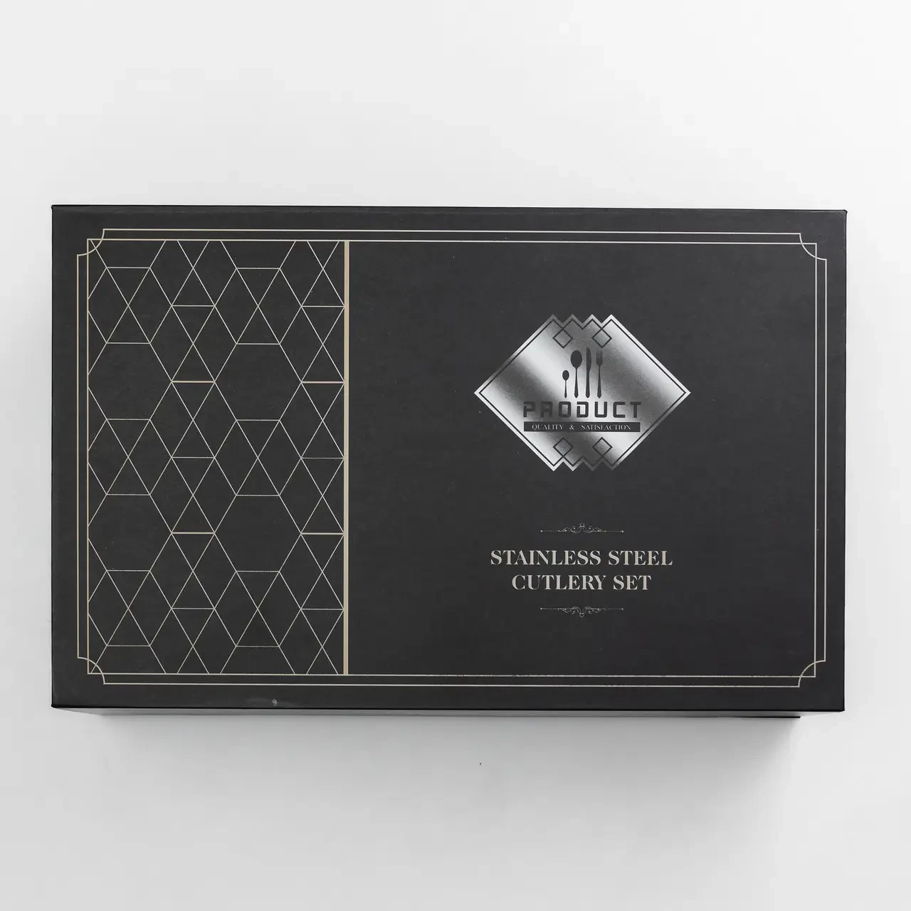 Набір столових приборів 24 предмети столовий набір на 6 персон Золотистий з зеленим