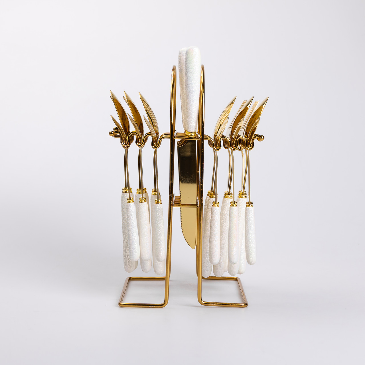 Набір столових приборів на підставці 24 предмети столовий набір на 6 персон Білий