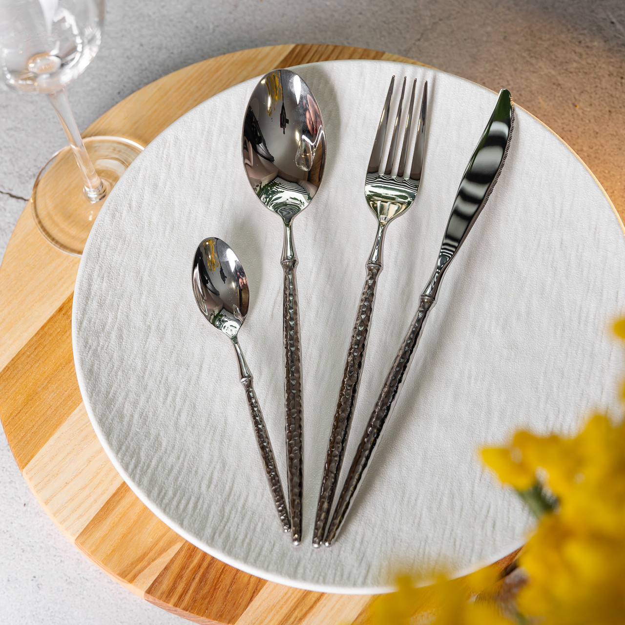 Набір столових приборів золото на 6 персон 24 предмети ложки, виделки, ножі Срібло