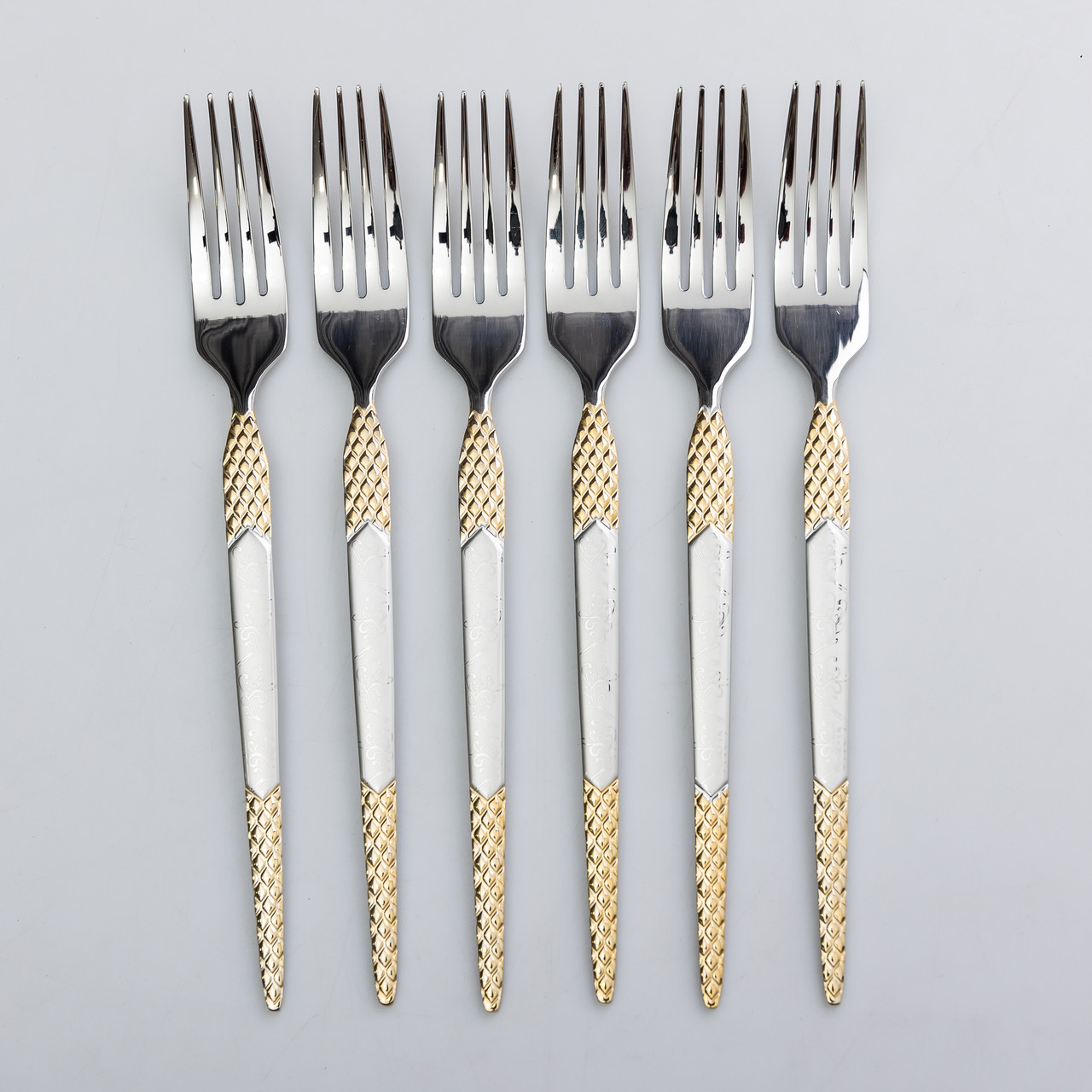 Набір столових виделок 6 штук виделка з нержавіючої сталі 21 см Срібло з золотом