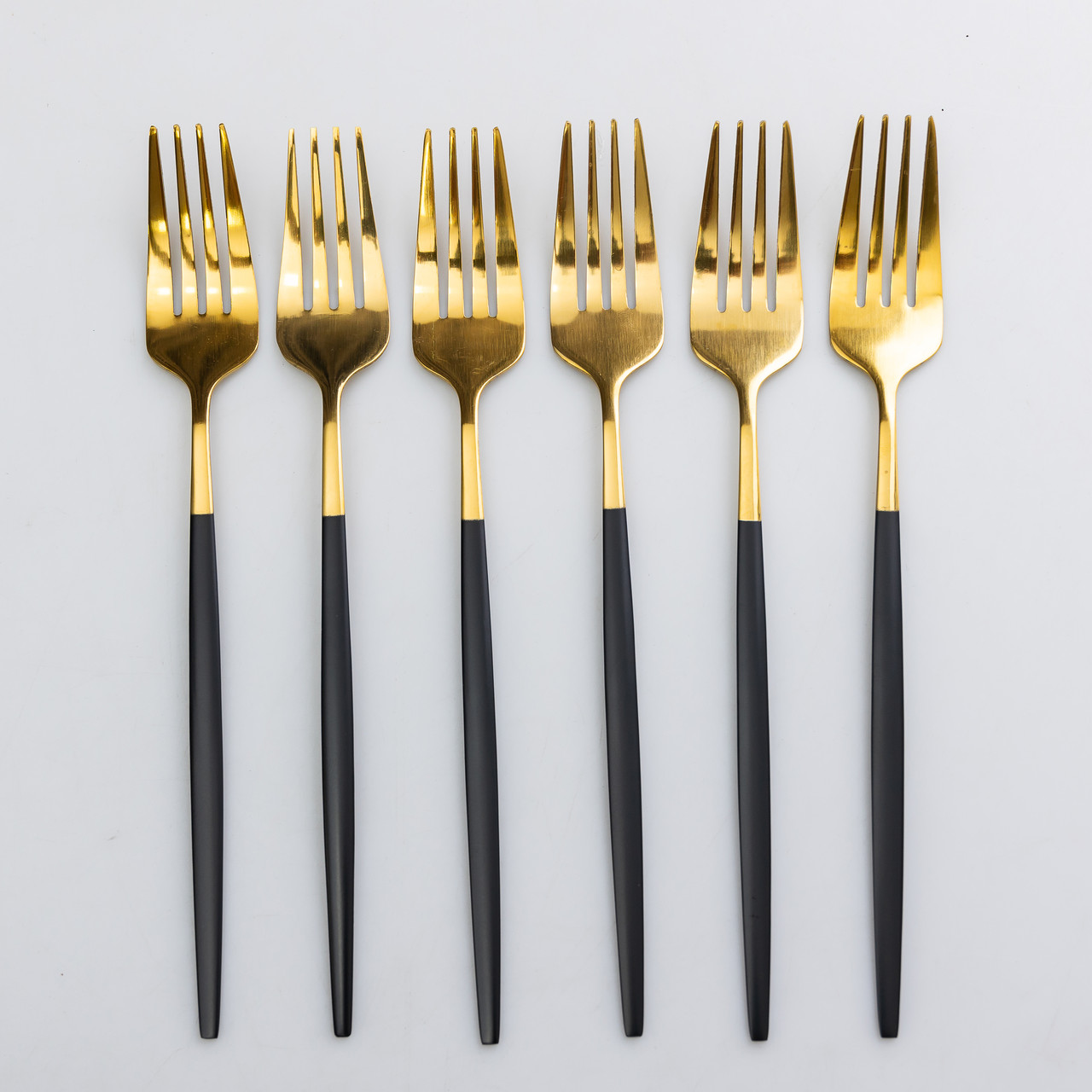Набір столових виделок 6 штук виделка столова з нержавіючої сталі 21.5 см Чорний із золотом