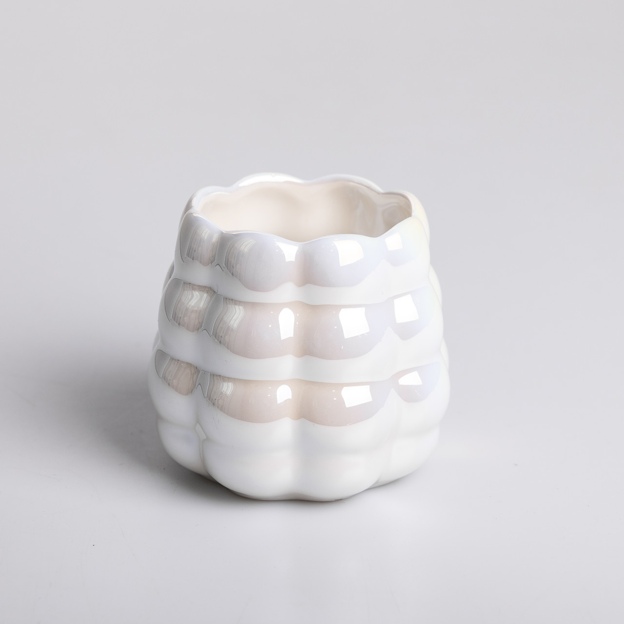 Набір десертних виделок і ложок на 3 персони з підставкою з кераміки 7 предметів Перламутровий