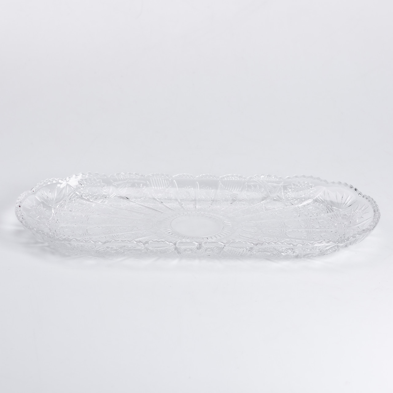 Сервірувальне блюдо для подачі закусок 33.5х15х2 см скляне овальне