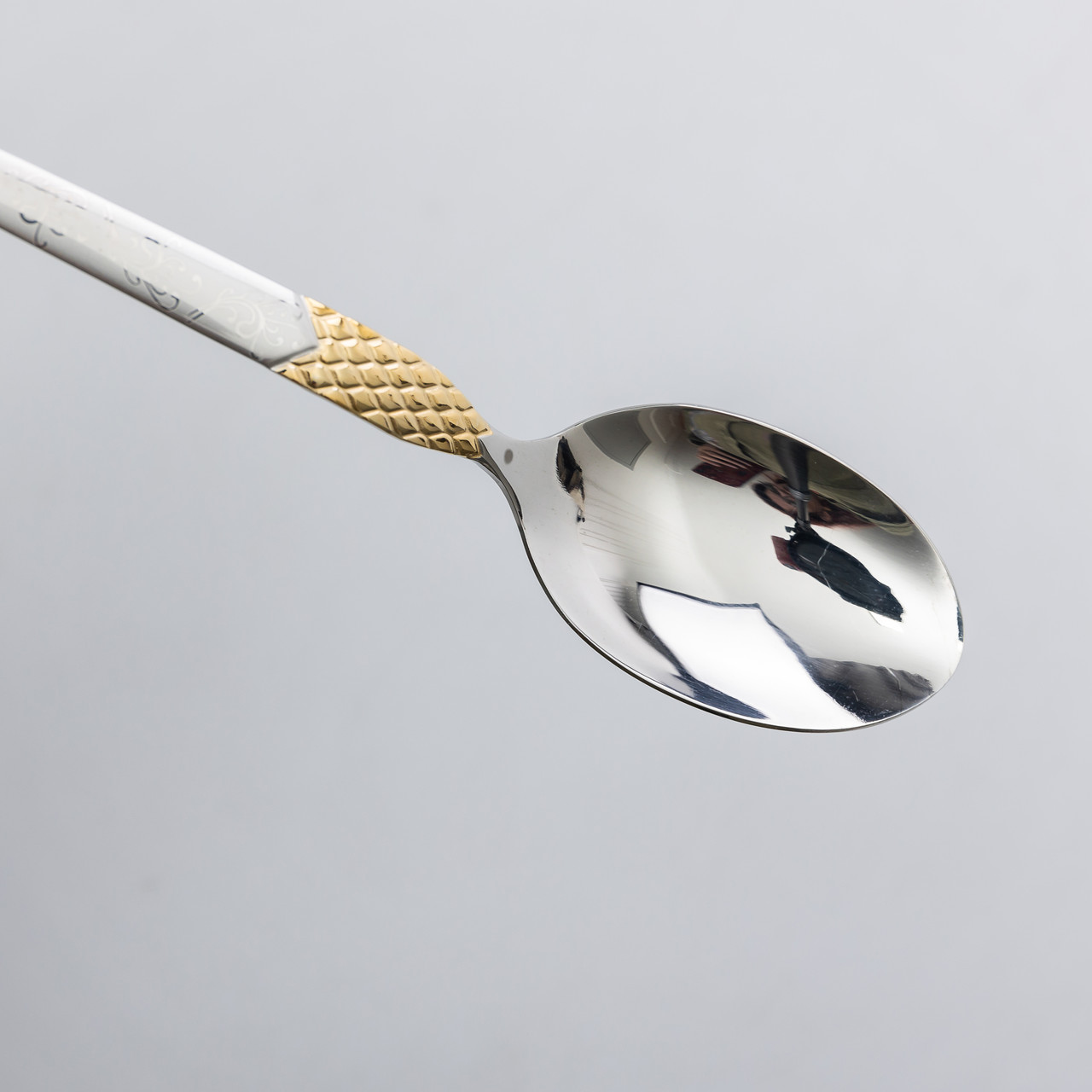 Набір столових ложок 6 штук з нержавіючої сталі ложки столові 21 см Срібло з золотом