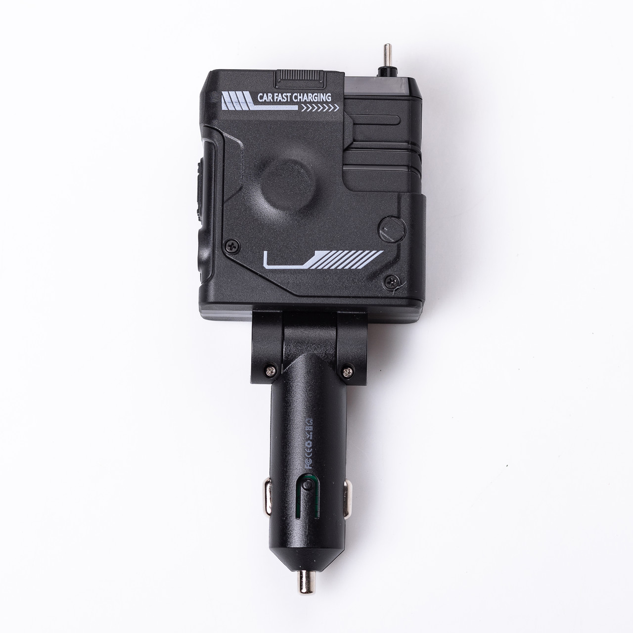 Автомобільний зарядний пристрій MECHA з висувними кабелями та портами USB/Type-C Чорний