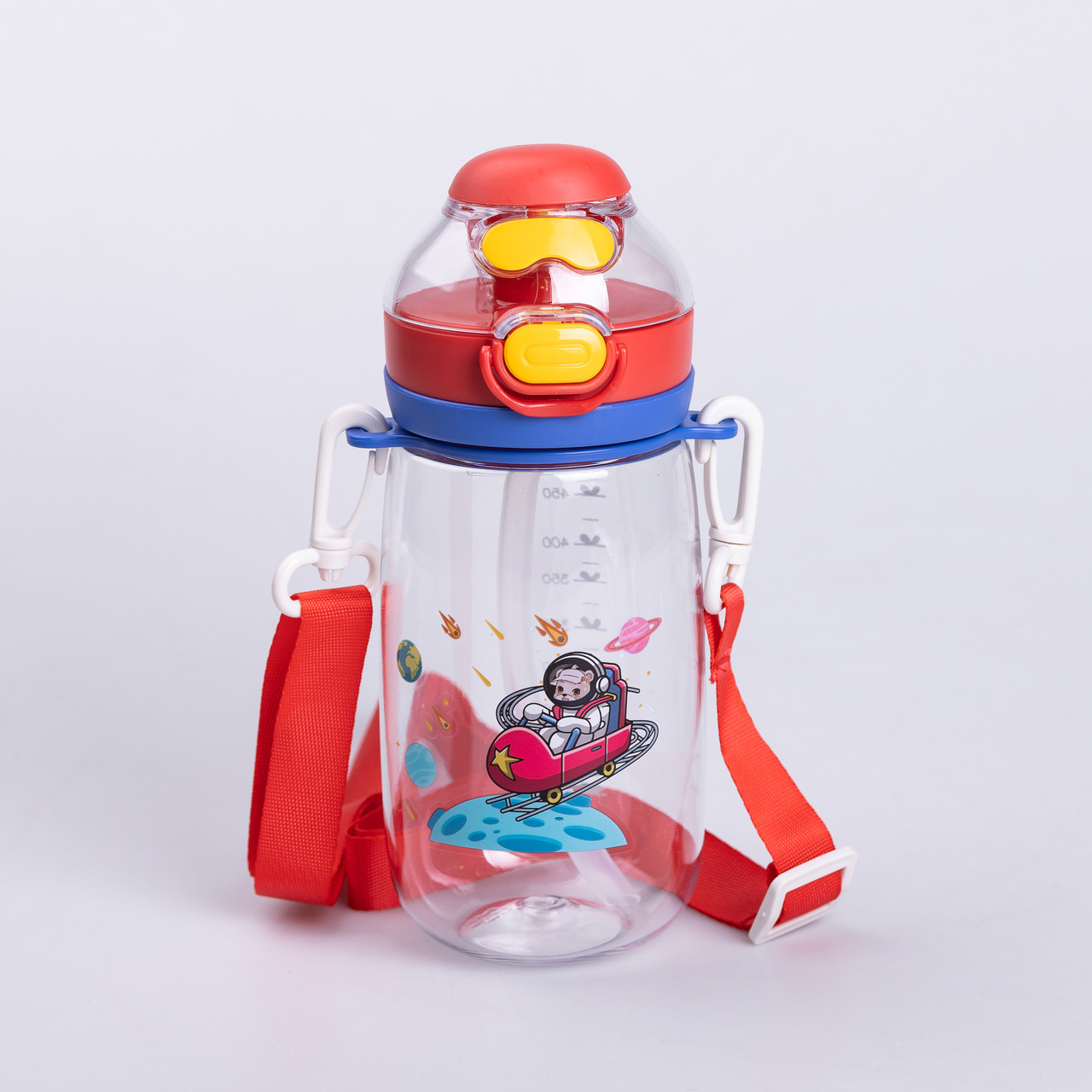 Пляшка для води дитяча 550 мл з ремінцем і трубочкою для спорту та школи