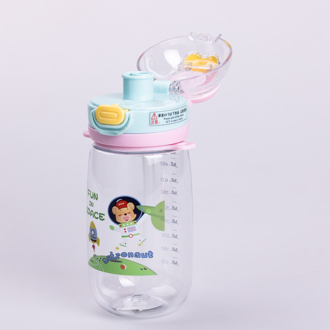 Пляшка для води дитяча 550 мл з ремінцем і трубочкою для спорту та школи 20 см Зелена