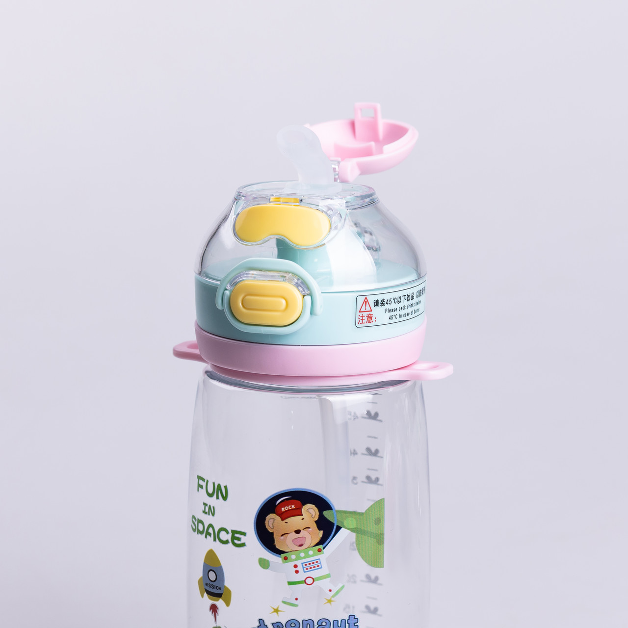 Пляшка для води дитяча 550 мл з ремінцем і трубочкою для спорту та школи 20 см Зелена