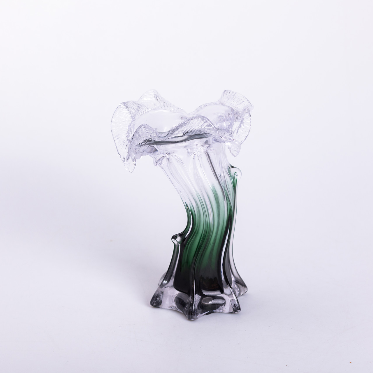 Декоративна скляна ваза для квітів 20 см фігурна ваза 125 мл Зелена