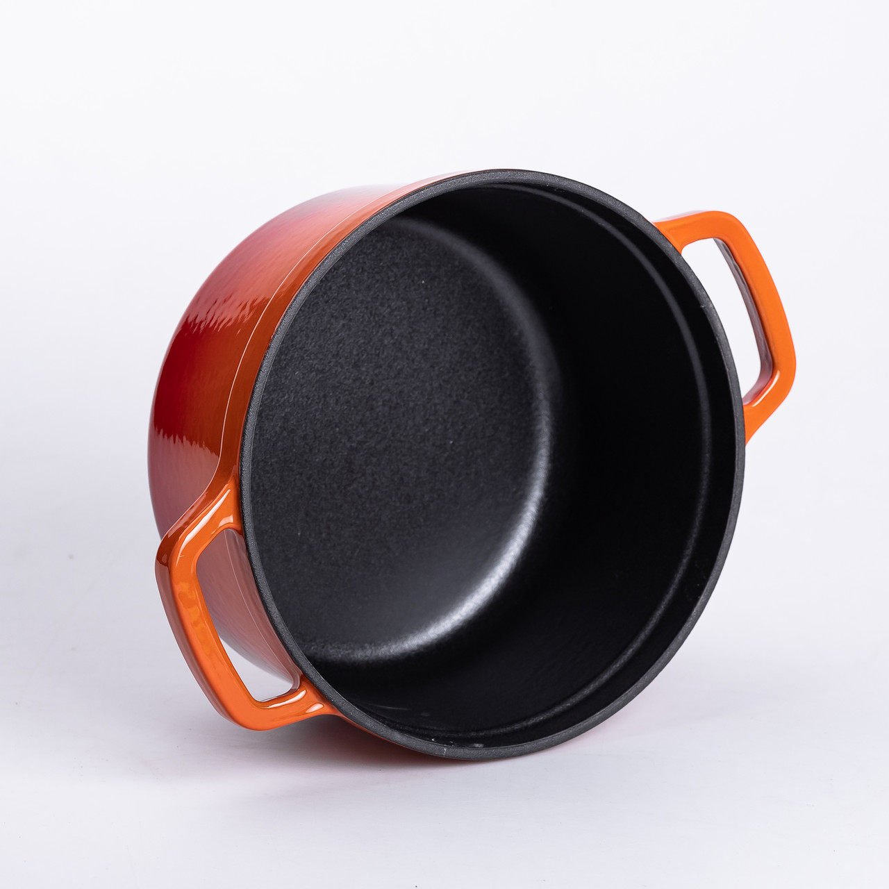 Каструля чавунна емальована 2 л з кришкою Ø20 см Помаранчева